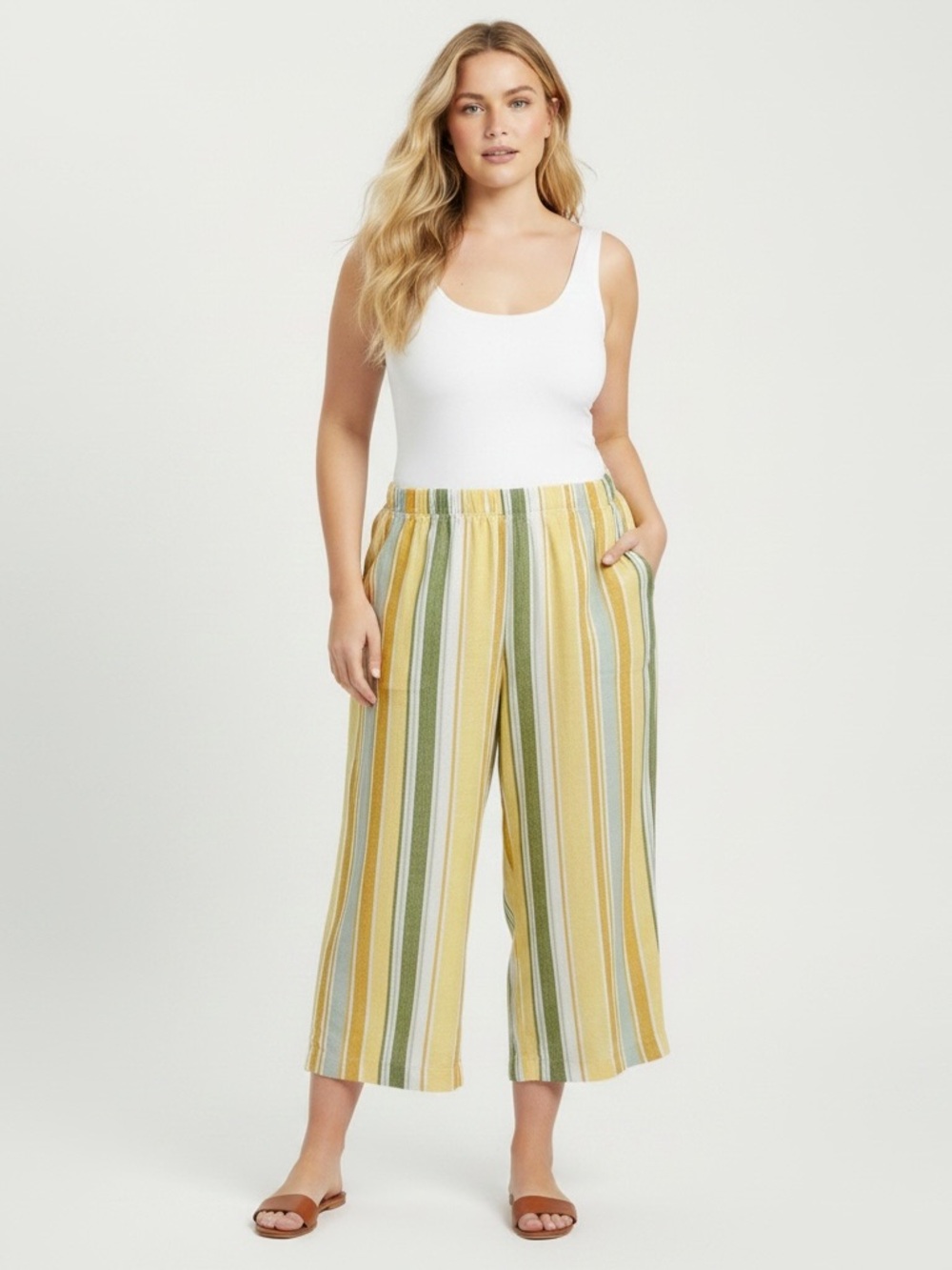 CROFT & BARROW Linen Cropped Wide Leg Pants